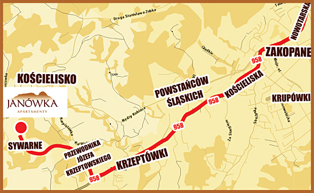 Janówka, apartamenty, strona główna, mapa dojazdu, jak dojechać, dojazd
